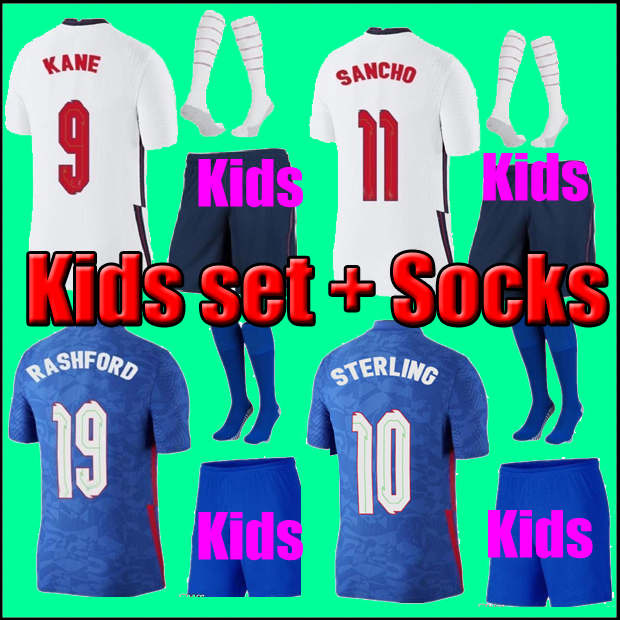 

Thailand kids kit sets uniforms youth boys soccer jersey 2021 KANE STERLING MOUNT CHILWELL RASHFORD LINGARD VARDY SANCHO ARNOLD 21 22 football shirts, 2021 away kids