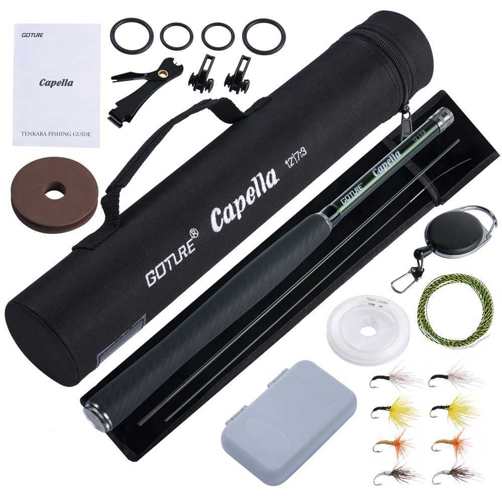 

Goture 12FT Classical Tenkara Fly Fishing Rod Combo Super Light Portable IM8 Carbon Fiber Rod With Tenkara Flies Line Tackle Set H1014