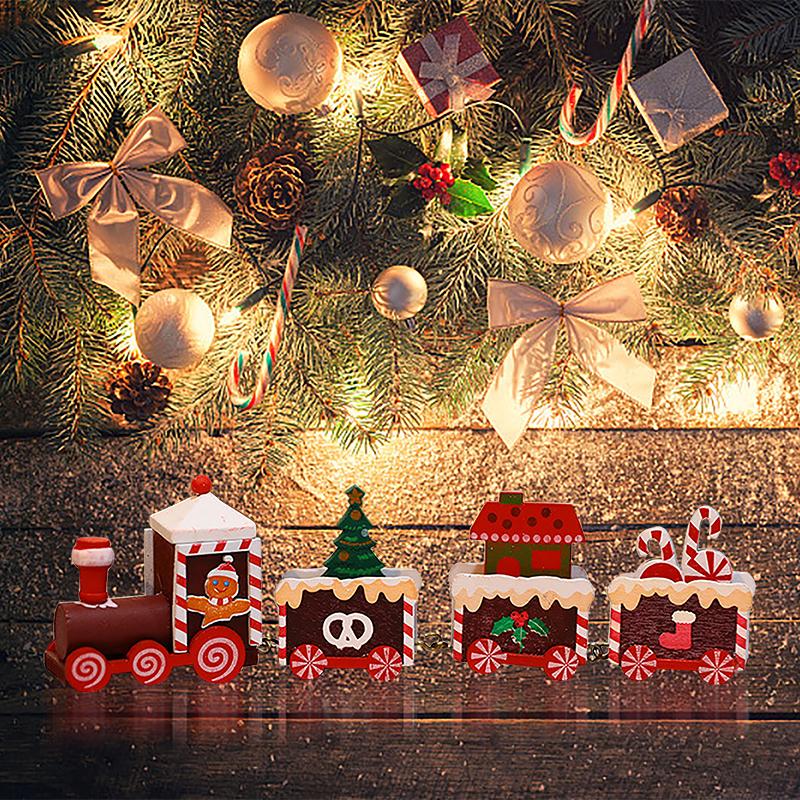 

Christmas Decorations 2022 Handmade Stereo Mini Wooden Train Children's Layout Year Ornaments
