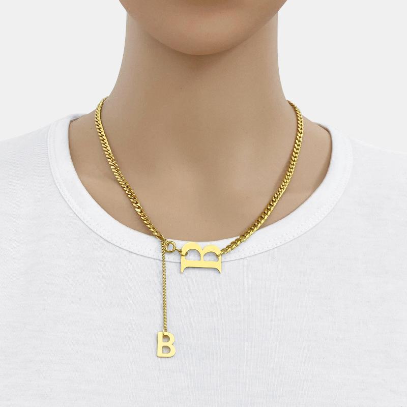 

Chains Stainless Steel Letter B Clavicle Chain Female Simple Temperament Necklace Wild, Silver