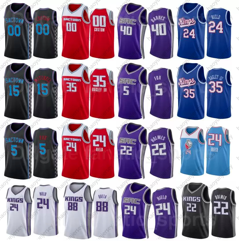 

Print Basketball 75th Anniversary Richaun Holmes Jersey 22 Harrison Barnes 40 DeAaron Fox 5 Davion Mitchell 15 Tyrese Haliburton 0 Alex Len 27 Custom White Blue Red