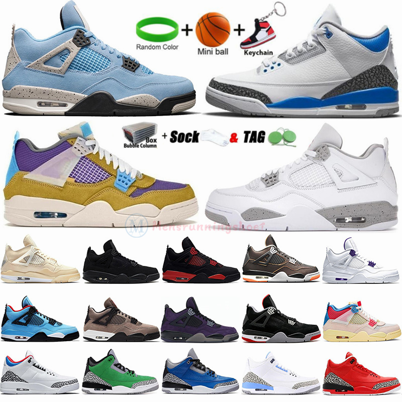 

NewShoe 3 3s Basketball Shoes Racer Blue UNC Mocha Jumpman 4 4s Tech White Oreo Desert Moss University Black Cat Sail Union Womens Sports Sneakers Trainers, 14s-dmp