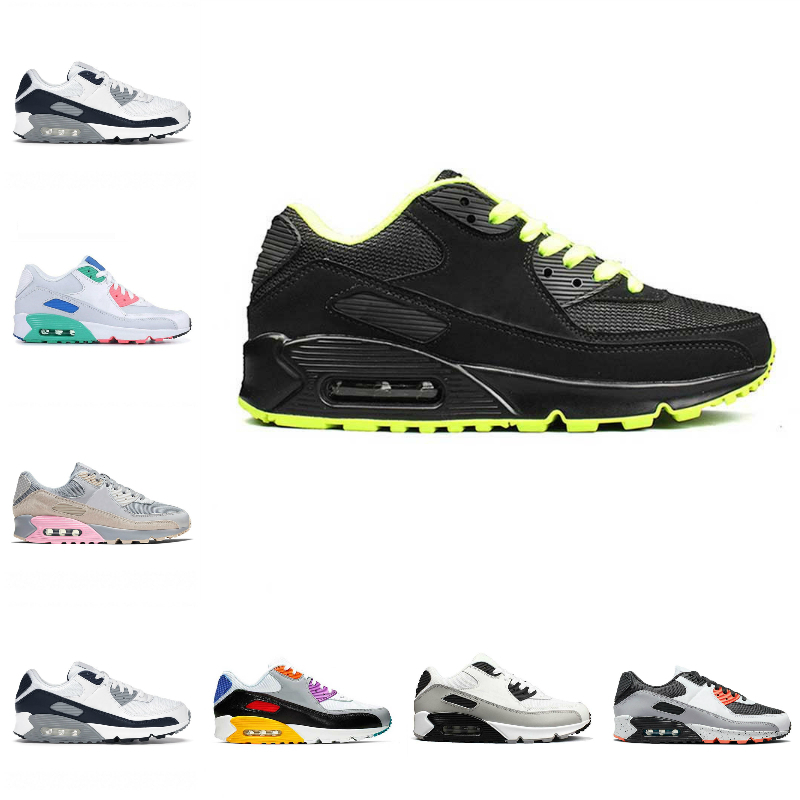 

High Quality Classic 90 90s Sports Shoes Mens Women Infrared Mash Leather Triple Black White Volt Yellow Camo Green Grey Airs Orange Blue Ro
