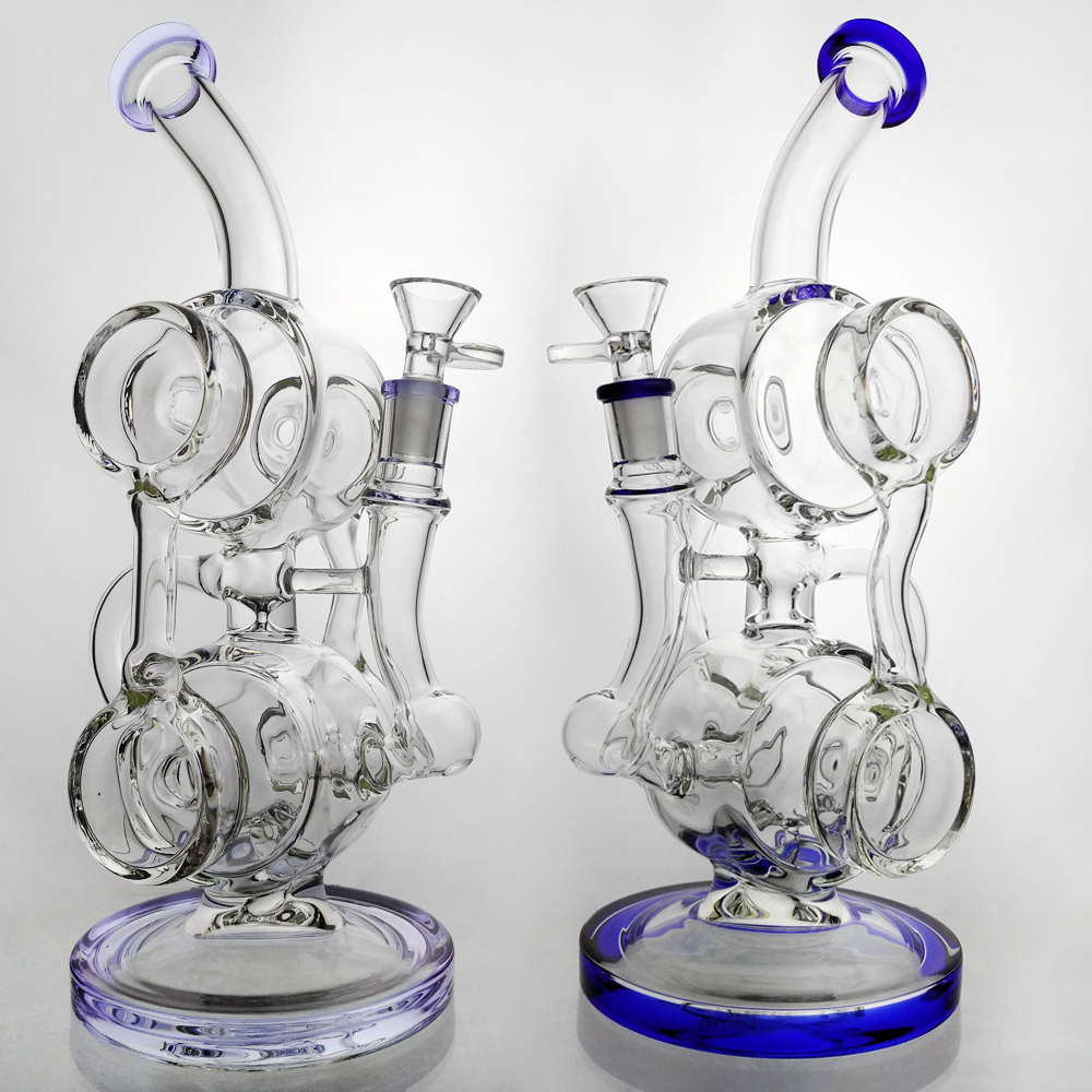 

Recycler Oil Rigs Hookahs Thick Glass Water Bongs Smoking pipe Heady Dab Rigs Bongs Water Pipes Colored Perc 14mm joint