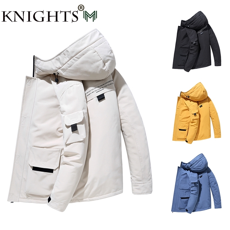 

Street Knights Down Coat Thicken Jacket Men Hooded Warm Parka Coat White Duck Down Hight Quality Male Winter Down Coat 211110, Black
