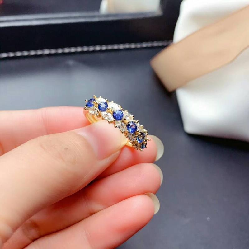 

Cluster Rings MeiBaPJ Natural Sri Lanka Sapphire Gemstone Luxurious Ring For Women Real 925 Sterling Silver Fine Wedding Jewelry