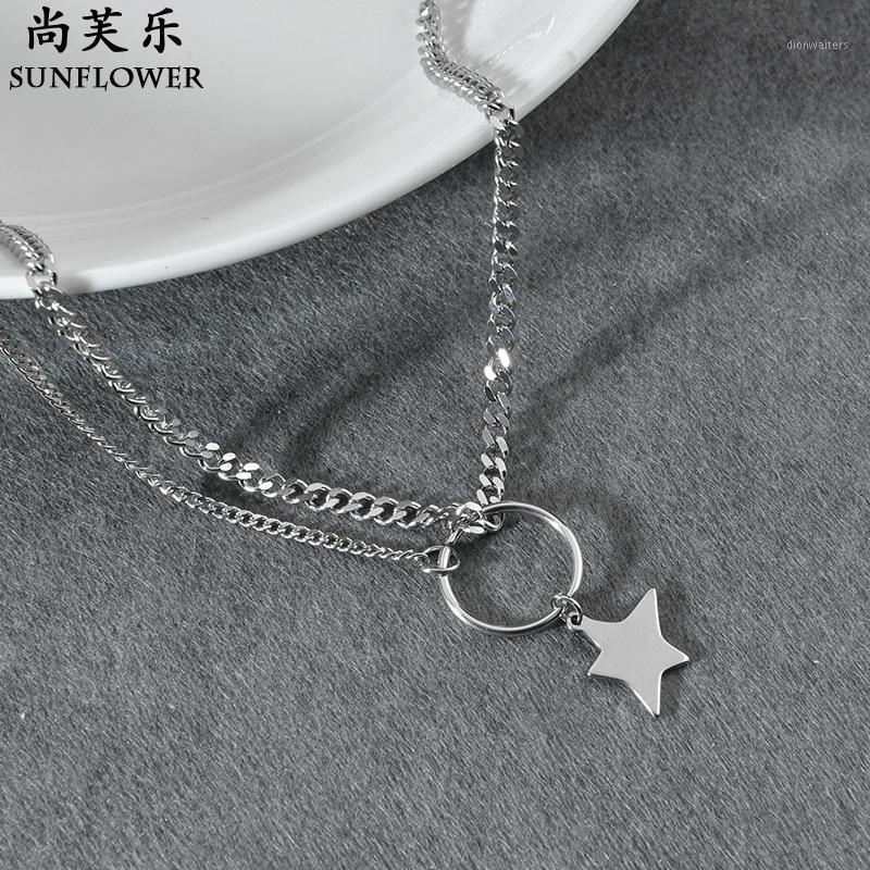 

Stitching Ring Buckle Irregular Star Pendant Necklace Female Korean Version Of INS Fashion Sweater Chain Chains