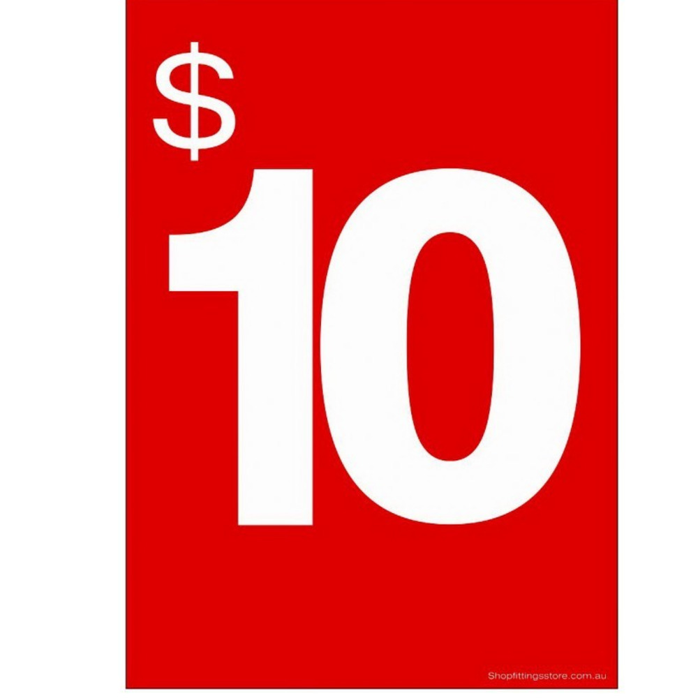 $10 Sign Cards A5 Poster Promotion Advertising Price Tag Paper Supermarket Store Ceiling Shelf Desk Counter Table Top Banner-image-754125479