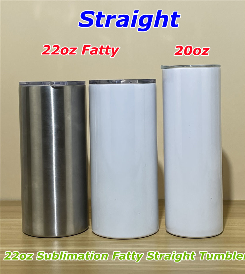 

22oz Sublimation Fatty Straight Tumbler Blank White with Sealed Lid 304 Stainless Steal Large Capacity Cup Outside Home Use A17