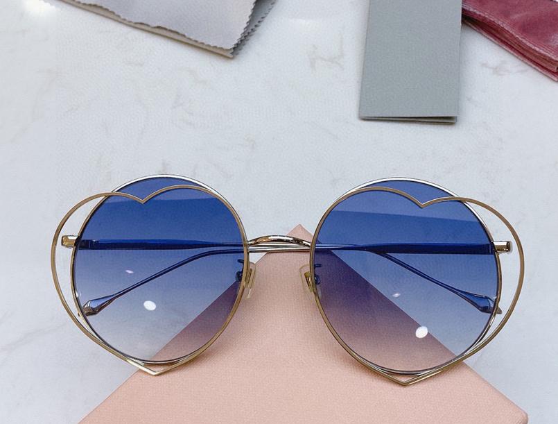 

Sunglasses Metal Big Love Heart Shape Women's 111S Blue Gradient Round Lens Fashion Ladies Glasses Anti-UV400 Brown/grey
