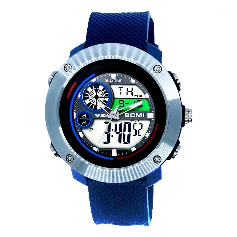 

Stainless Steel Bezel Singapore Import Machine Core Put Japan Battery LCD/EL Double Show Resolute Men's Watch Wristwatches, Silver