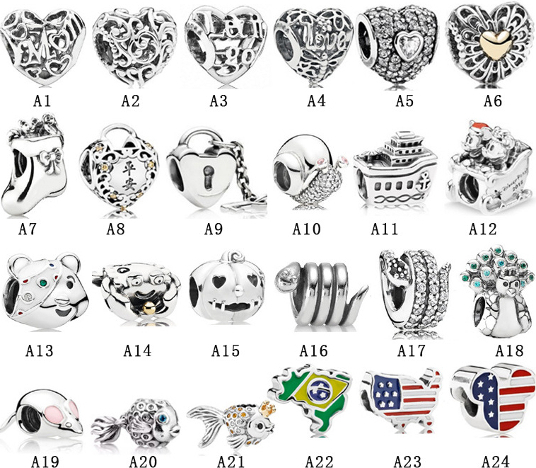 

High Quality Authentic S925 Sterling Silver Love lock animal snail bracelet Perfect Mom Dangle CZ Charm Pendant Fit For Pandora Bracelet DIY, Bronze;silver
