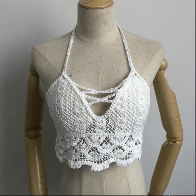 

summer holiday beach womens camis tassels crochet camisole bikini halter, White