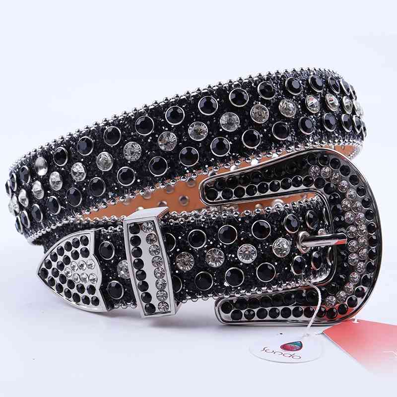 

Designer belts 2023 Fashion Black Rhinestones Western Cowboy Cowgirl Bling Crystal Jeans Y2k Punk Diamond Studded Belts For Woman Man