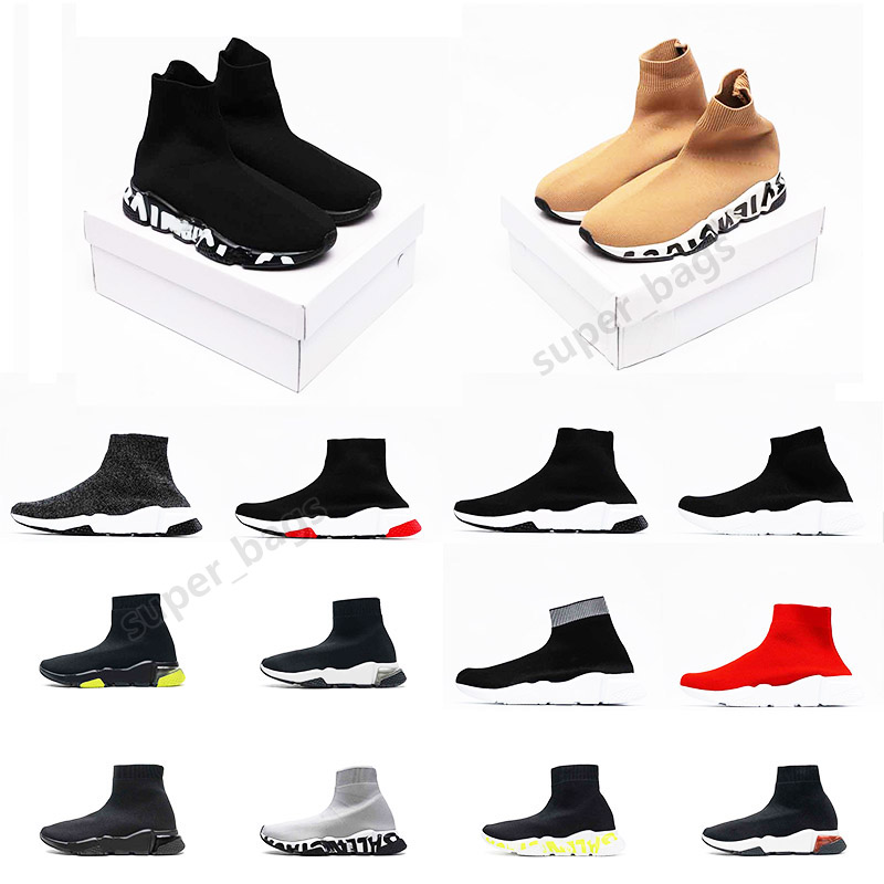 

2022 Top Quality New Paris men casual sock shoes fashion women sneakers Black White Red Knitting outdoor platform designer walking trainers 36 to 45, High quality