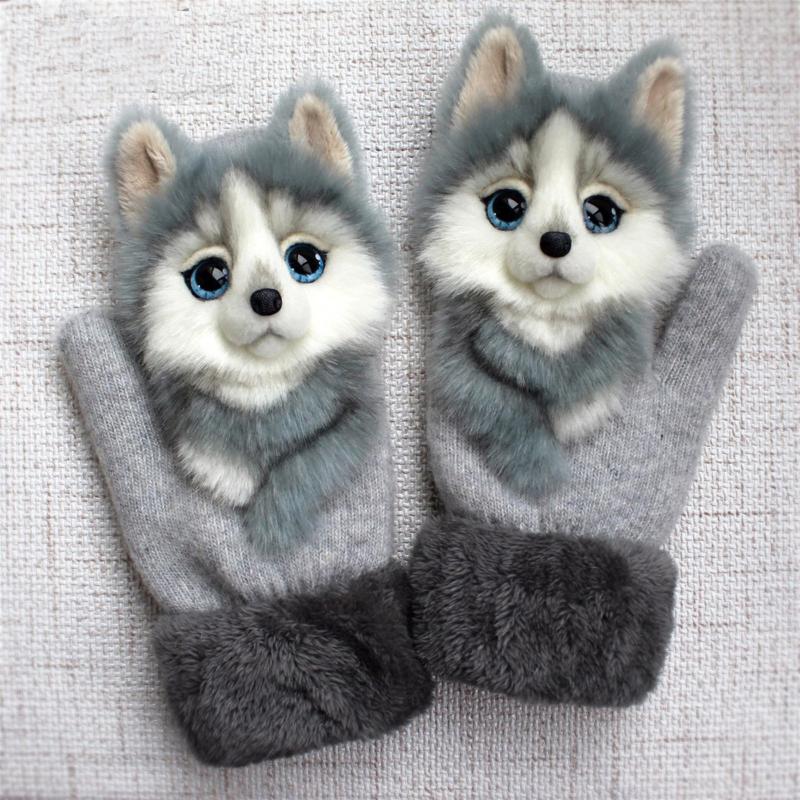 

Five Fingers Gloves 22cm Cartoons Dog Winter Animal Cat Panda Kawaii Warm Accessories Outdoor Mittens