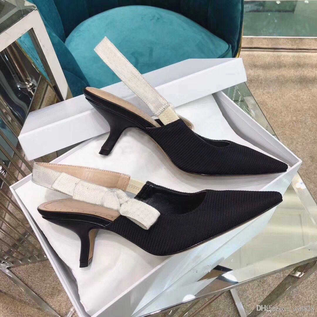 

2021 Fashion High heeled sandals Gladiator Leather Pointed shoes sexy Designer luxury heel High heeled shoes Letter woman shoes 35-42, Black + bright leather [10cm]