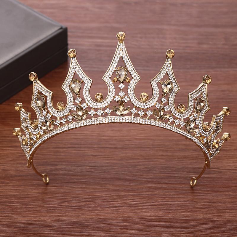 

Hair Clips & Barrettes Golden Diadem Bridal Tiaras And Crowns Wedding Accessories Rhinestone Crystal Tiara Crown Ornaments Headpiece, Golden;silver