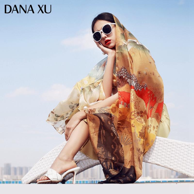 

Scarves 2021 Femme Women Flower Summer Beach Blanket Bandana Muslim Hijab Foulard Pashmina Large Silk Scarf, Blue;gray