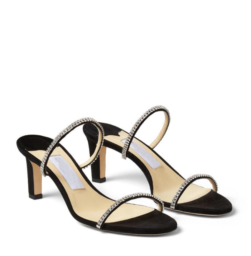Casual-style BREA Sandals Women Slipper Crystal-Embellished Straps Stiletto Heel Summer Outdoor Sexy Lady Sandalias Party Wedding EU34-43
