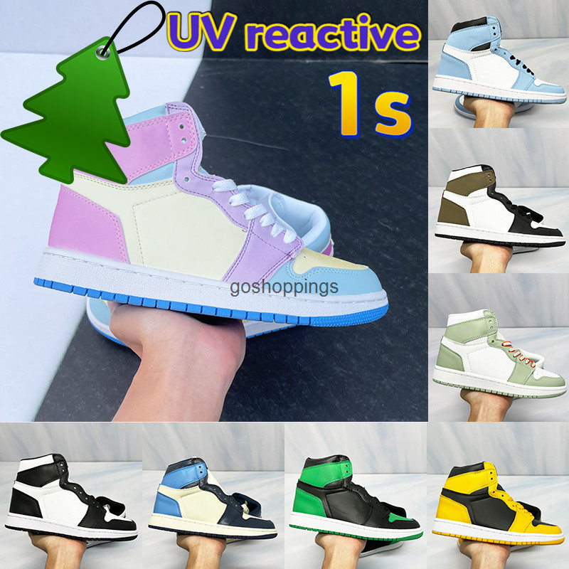 

Newest 1 1s Uv Reactive University Blue Basketball Shoes Dark Mocha Barely Rose Pollen Seafoam Hyper Royal Twist Unc Men Women Designer U, 19 lucky green