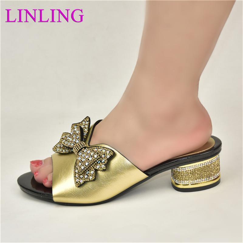 

Dress Shoes 2021 Fashion Women Luxery Italian Wedding Decorated With Rhinestone Ladies Party Pumps Gold, Black