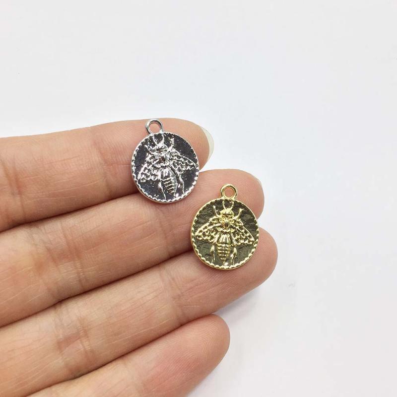 

Charms Eruifa 20pcs 14mm Bee Gold/Silver Plated Zinc Alloy Pendant Jewelry DIY Necklace Bracelet Earrings 2 Colors, Bronze;silver