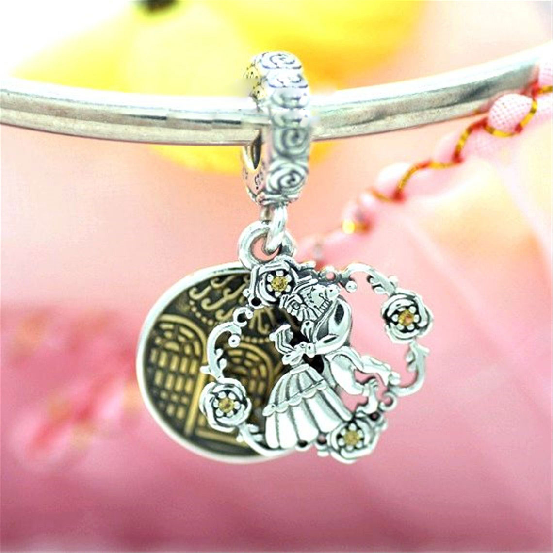 

Solid 925 Sterling Silver Beauty & BST Dancing Dangle Bead Fits European Pandora Style Jewelry Charm Beads Bracelets