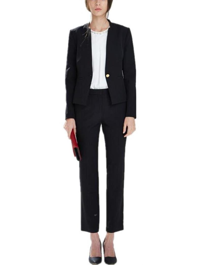 

Women' Two Piece Pants Ladies Summer 2-piece Slim Suit Jacket Business, Black