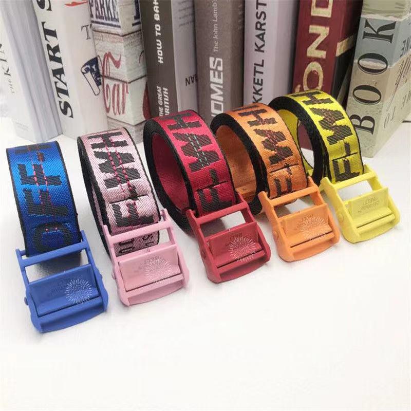 

Belts 2021 Off-2021 Yellow And White OW Embroidery Canvas Letter Belt For Women Luxury Designer Brand Industrial, Black