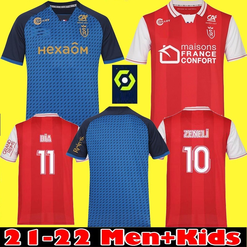 

2021 2022 Stade Reims Maillot de Foot 21 22 Home away Soccer Jerseys CAFARO KONAN DIA FOKET CHAVALERIN ZENELI Men Kids shirts Uniforms, Red