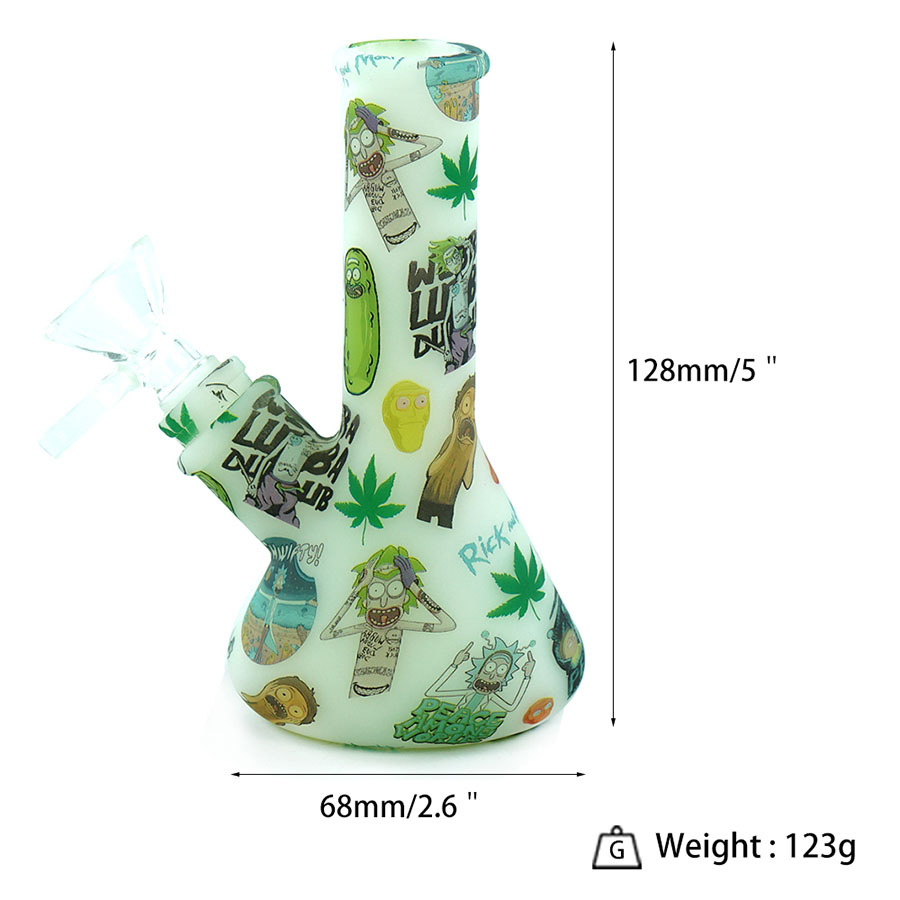 

5'' beaker bong mini water pipe Smoking hand pipes silicone thick glass bongs dab rigs glow in the dark