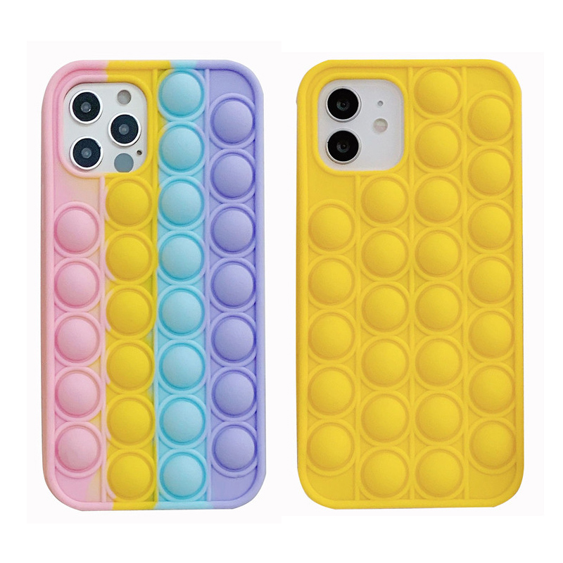 

ARS2366 Colorful Yellow 2 colors Silicone Gel Decompression Phone Cases Fuuny Back Cover Case for IP 12 Pro Max 11 XS XR, Mixed colors