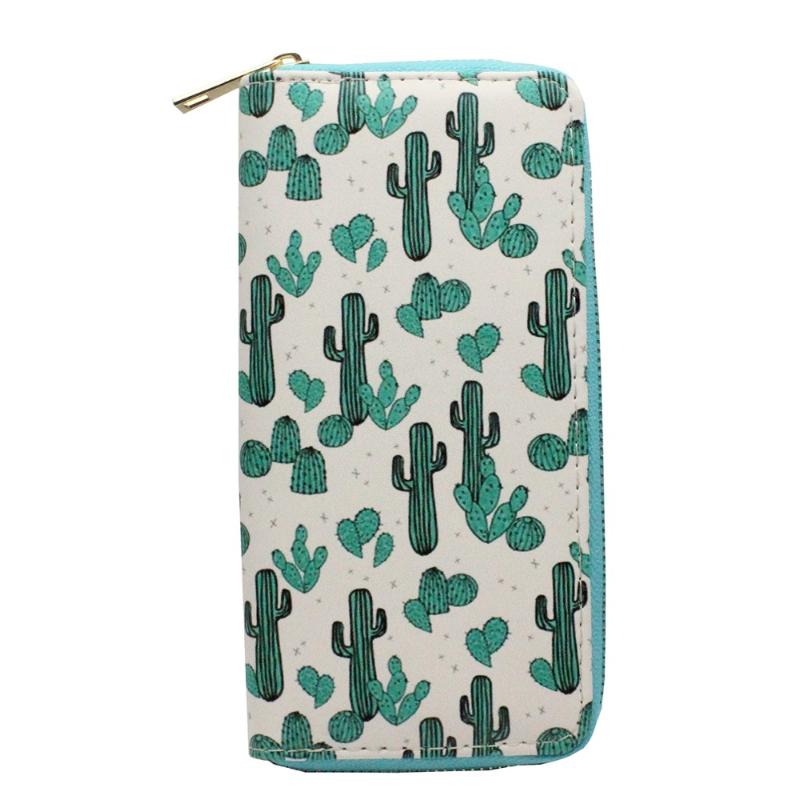 

Wallets M377 Cute Women Wallet Fashion Green Cactus Designs Lovely Long Card Holder Coin Bag