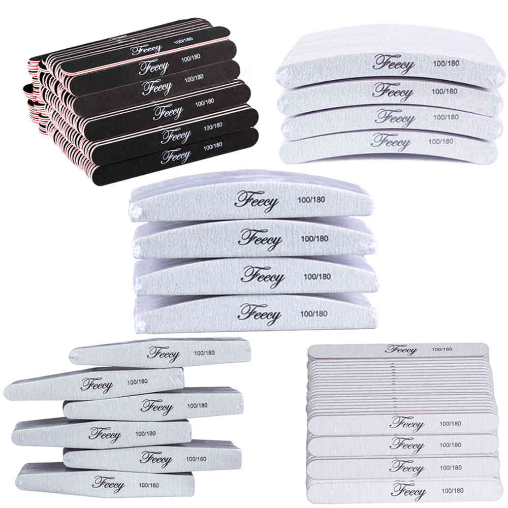 

25pcs / 50pcs / 100pcs Nail Files Buffers For Manicure Sandpaper 100/180 Sanding Polisher Buffer Set Block lime a ongle Pedicure Q0521