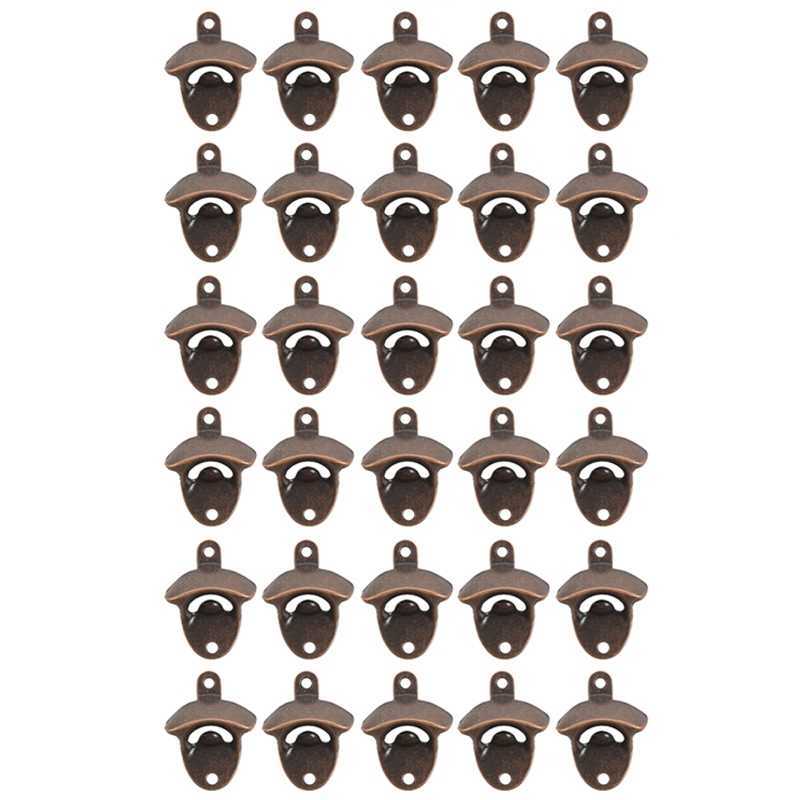 30 Pack Bottle Opener Wall Mounted Rustic Beer Opener Set Vintage Look with Mounting Screws for Kitchen Cafe Bars X0803-image-719065781