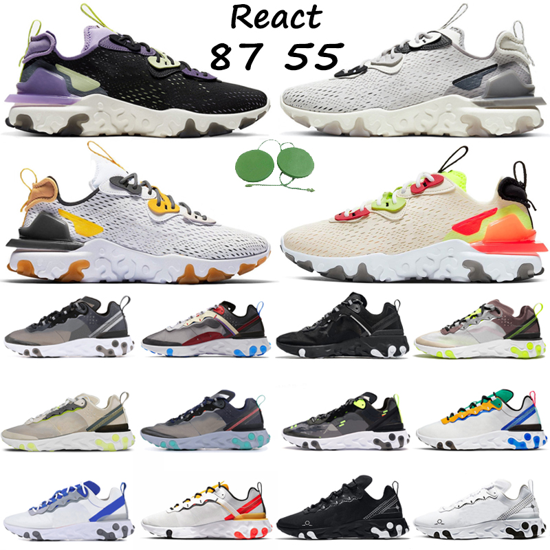 

React 55 Vision 87 men running shoes Anthracite Schematic black white Orange Peel Volt Desert Sand Vast Grey Tour Green mens women trainers outdoor sports sneakers, 55 36-45 tour yellow