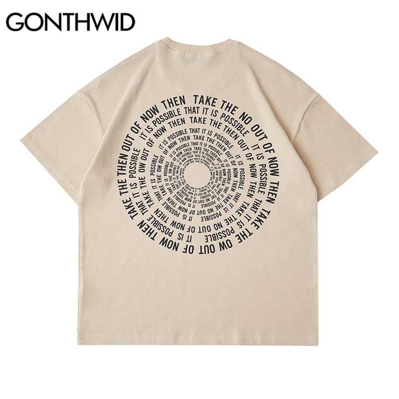 

T-Shirts Hip Hop Graffiti Circle Letter Print Tshirt Fashion Streetwear Summer Cotton Casual Loose Harajuku Tees Tops 210602, Khaki