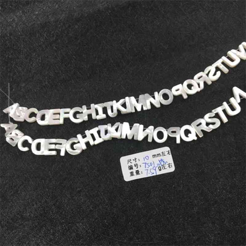 

(10pcs/lot) White Letter The Alphabet A-Z Natural Mother Of Pearl Letters Seashell ABC For DIY Jewelry