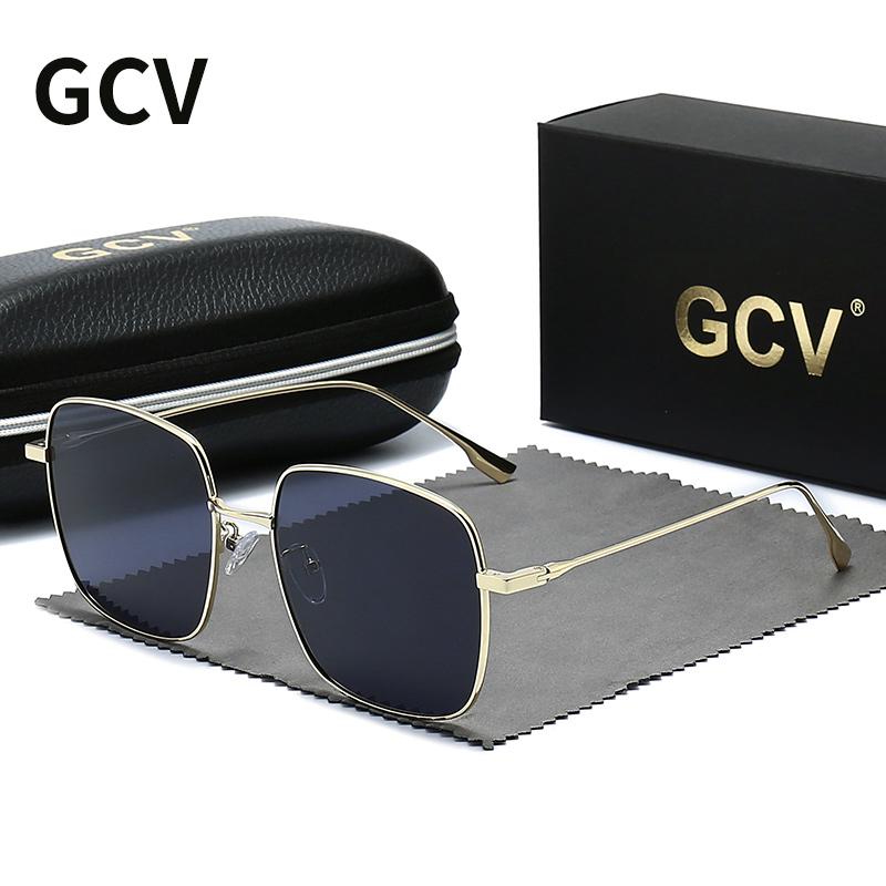 

Sunglasses GCV 2022 Fashion Polarized Women Square Metal Frame Luxury Sun Glass Ladies Lunette De Soleil Femme UV400