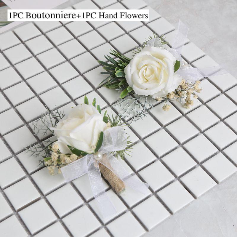 

Decorative Flowers & Wreaths Artificial Rose Forest Wedding Decor Bridal Wrist Guest Threshold Groom Boutonniere Man Corsage Hand Supplies, Beige