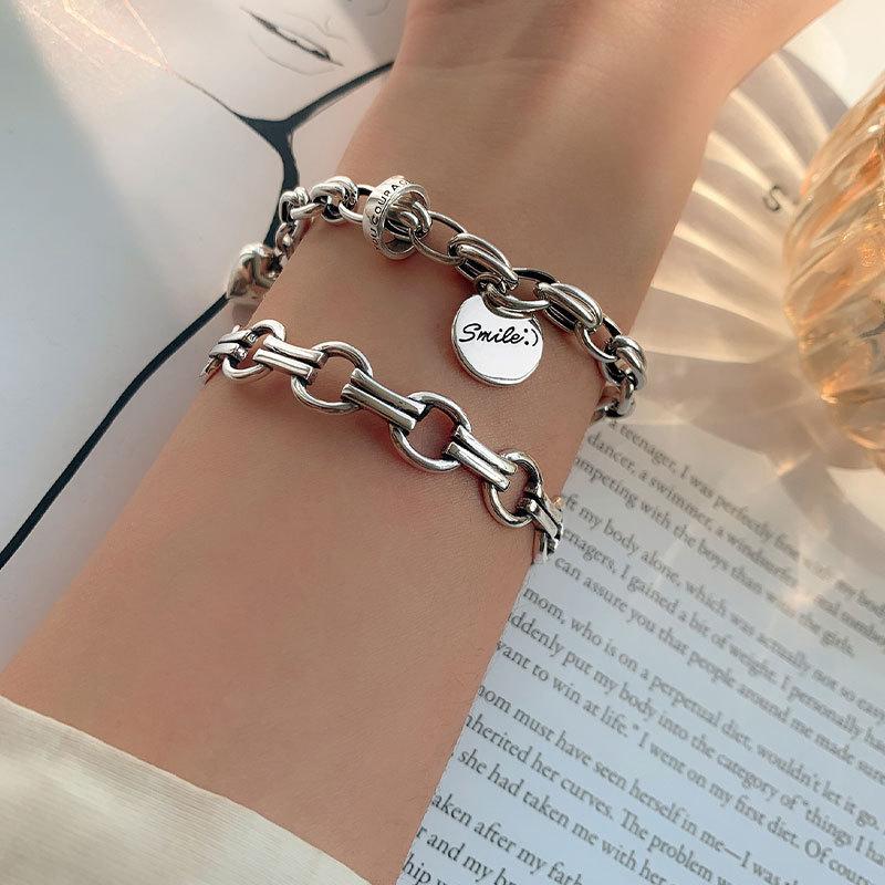 

Bangle YAOLOGE 925 Silver Bracelet Hip Hop Trend Punk Retro Fashion Charm Ladies Wrist Jewelry Gift Wholesale