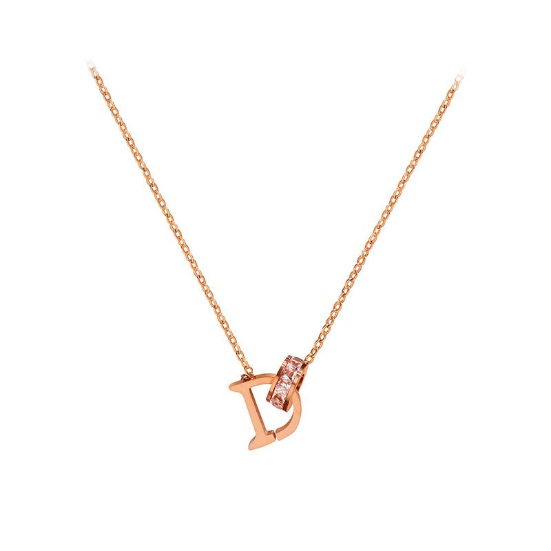 

Titanium Steel Trendy Exquisite Letter Pendant Necklace For Women Top Jewelry Inlaid Zircon Gift Necklaces