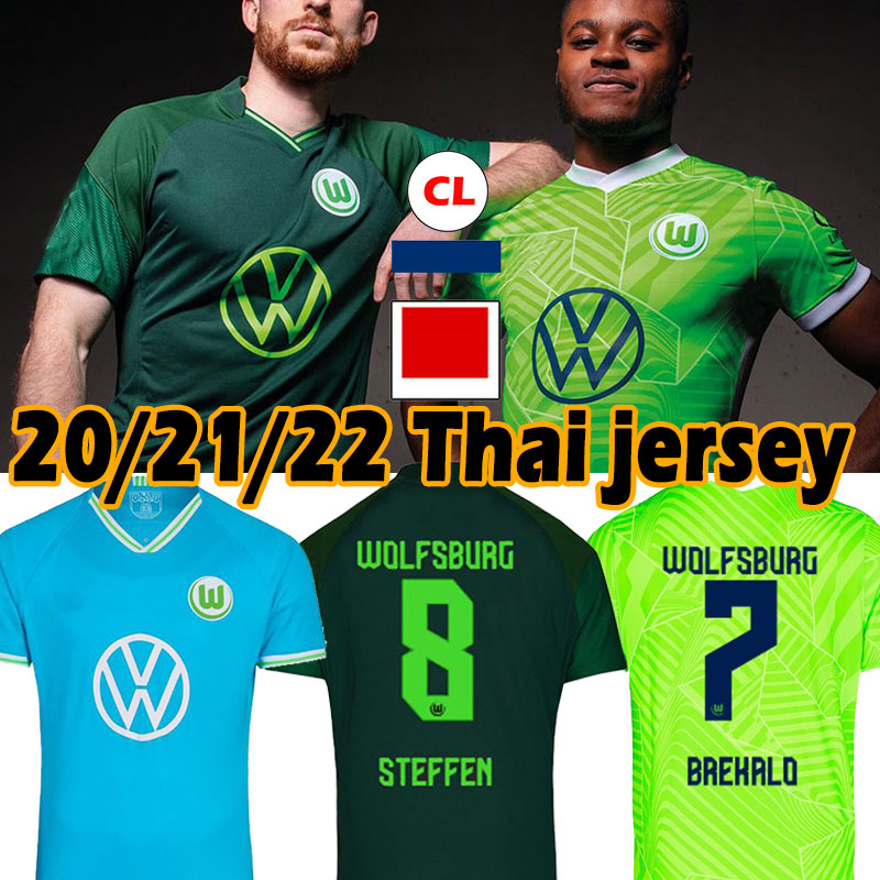

20/21 VfL Wolfsburg soccer jersey 2021 GINCZEK STEFFEN football shirts men kids kits MBABU BROOKS ARNOLD WEGHORST uniform Thai, 20 21 home kits