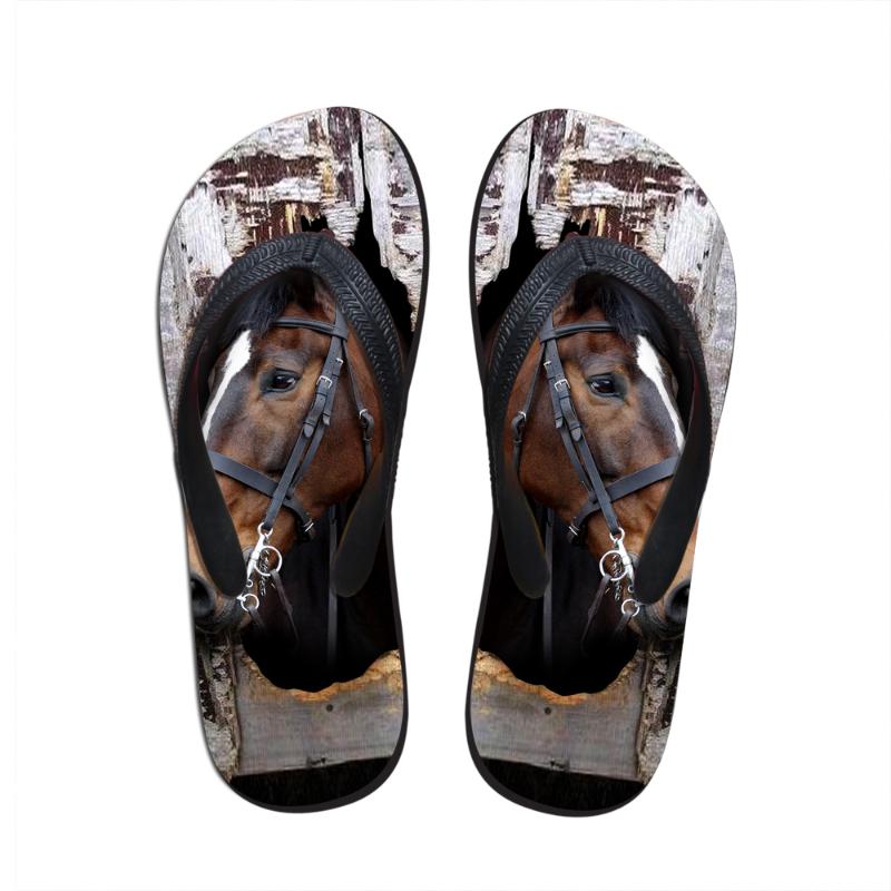 

Slippers Noisydesigns Wome Flip Flops Crazy Animals Horse Printed Non-slip Lddies Loafers Summer Sandals Flats Beach Girls Water, Black