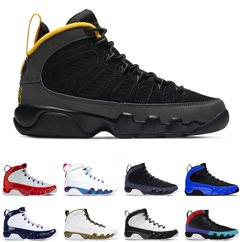 

9 9s men basketball shoes University Gold UNC Racer Blue Change The World Chile Red mens trainer, Statue