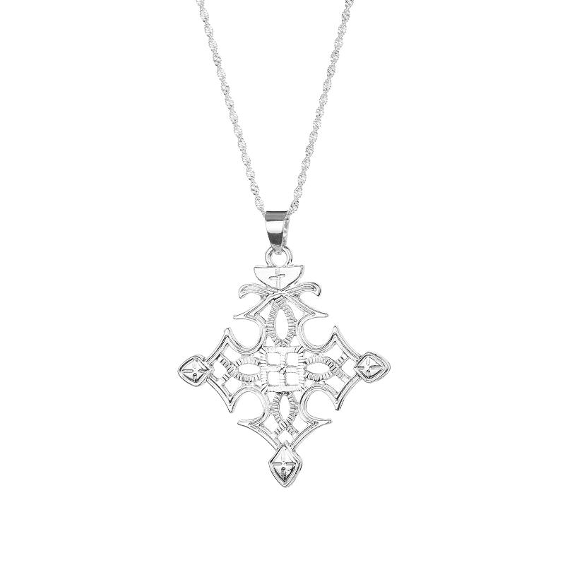 

Chains Ethiopian Ethnic Style Jewelry Silver Color Eritrea Habesha Pendant Necklace Cross Jewels