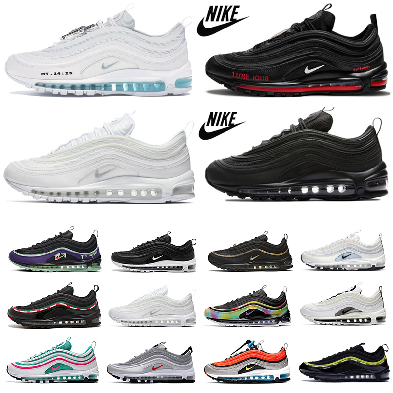 

nike air max 97 mens running shoes Mschf Lil Nas x Satan Luke inri jesus triple black white undefeated University Red 97s men women trainer sports sneakers, Color#11