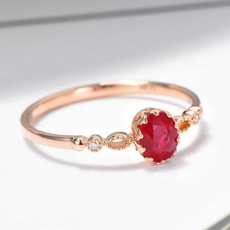 

Wedding Rings For Women Delicate Japanese Style Oval Red Crystal Rose Gold Color Adjustable Gift Fashion Jewelry KBR274, Slivery;golden