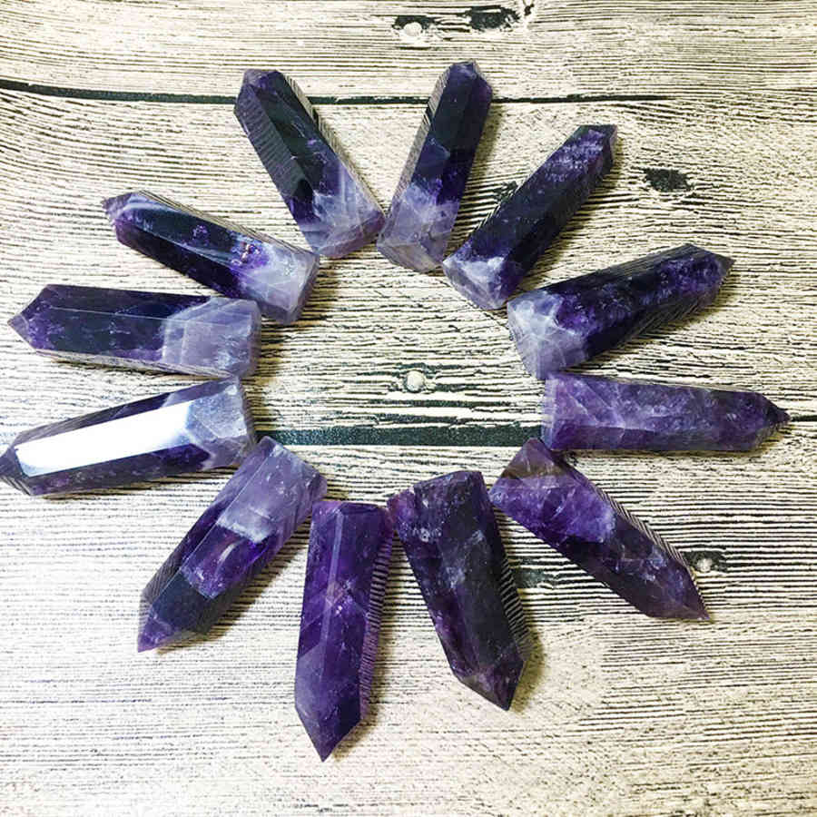 

East China Sea Natural Purple Crystal Single Pointed Column Dream Amethyst Mineral Specimen Office Ornament Original Stone T50G
